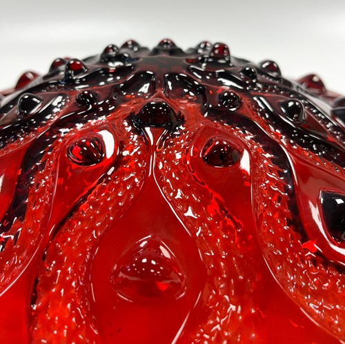 Lot 16 - Serpentine, a Lalique red glass centre bowl