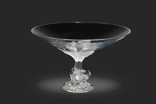 Lot 14 - Plumeria, a Lalique frosted and polished large glass pedestal bowl