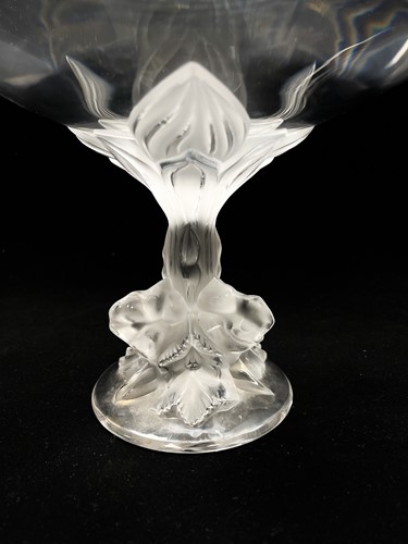 Lot 14 - Plumeria, a Lalique frosted and polished large glass pedestal bowl