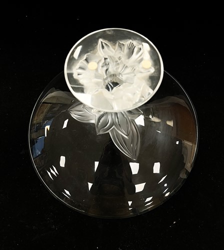 Lot 14 - Plumeria, a Lalique frosted and polished large glass pedestal bowl