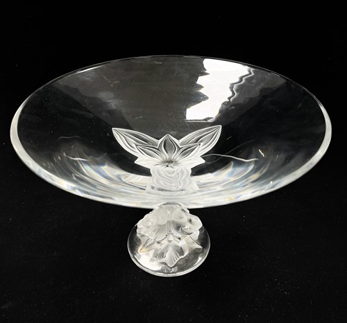 Lot 14 - Plumeria, a Lalique frosted and polished large glass pedestal bowl