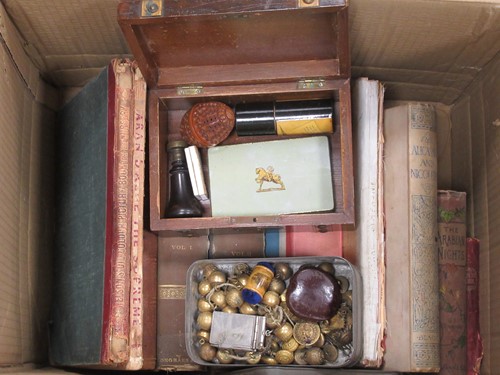 Lot 181 - Mixed items - military/naval buttons, desk...