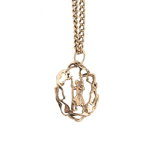 Lot 167 - A 9ct gold St. Christopher pendant and chain