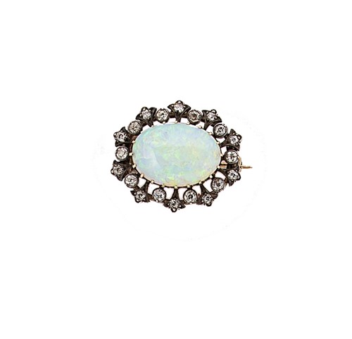 Lot 175 - A Victorian opal and diamond brooch