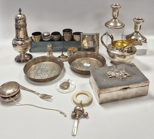 Lot 373 - A collection of silverware including cream jug,...