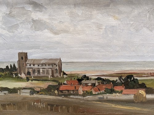 Lot 457 - A view of Salthouse, Norfolk, oil on board,...
