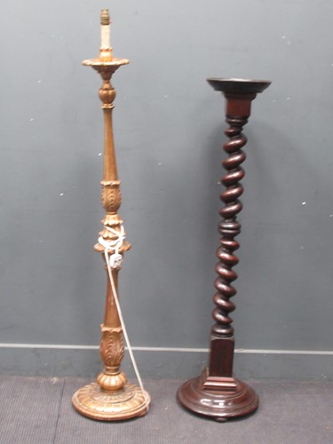 Lot 668 - A mahogany barley twist column torchere (134cm...