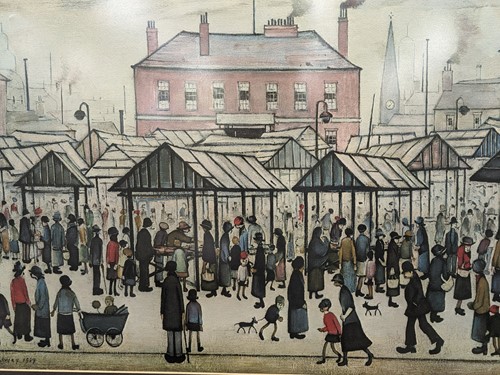 Lot 583 - Two reproduction L S Lowry prints, watercolour...