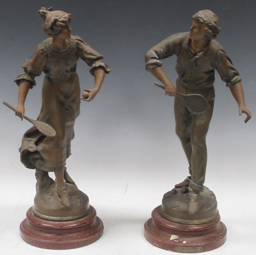Lot 159 - A pair of early 20th century spelter figures...