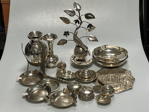 Lot 322 - A collection of continental metalwares silver...