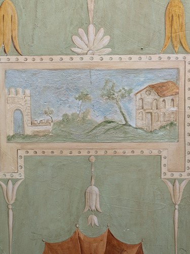 Lot 594 - A faux painted decorative panel of...