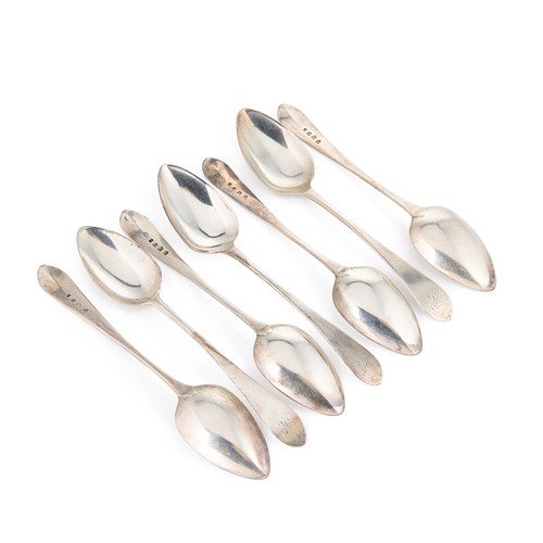 Lot 684 - Edinburgh - A set of six 18th century silver dessert spoons with a later addition