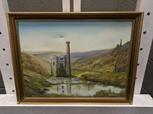 Lot 595 - A group of nine pictures of Cornish tin mines and landscapes