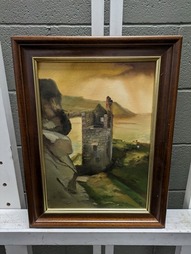 Lot 595 - A group of nine pictures of Cornish tin mines and landscapes