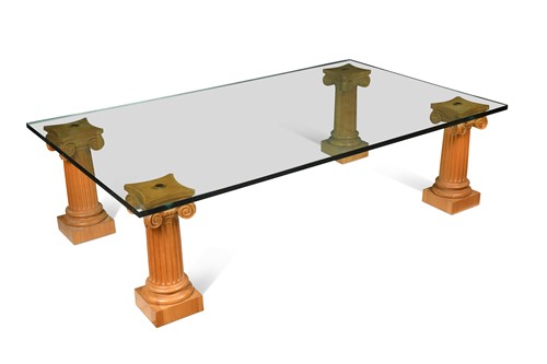 Lot 294 - A large glass top coffee table