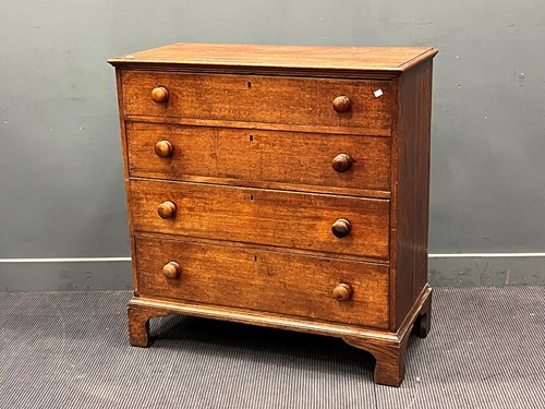 Lot 650 - A George III oak chest of drawers, 107 x 103 x...