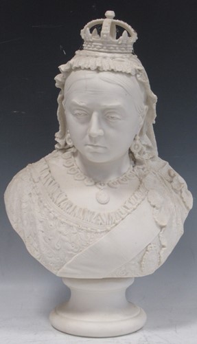 Lot 9 - A Parian bust of Queen Victoria by Robinson...