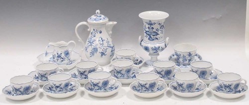 Lot 35 - A Meissen blue and white coffee service, 20th...