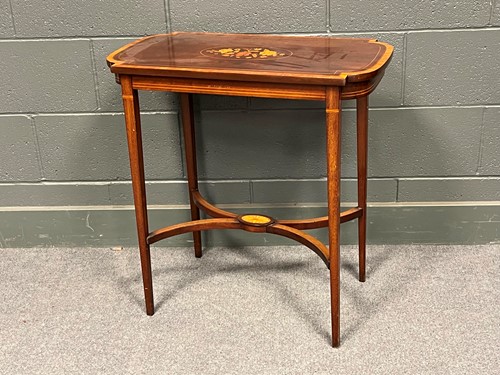 Lot 719 - A small side table with X pattern stretcher...