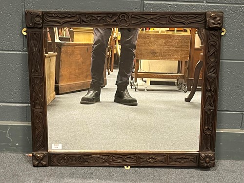 Lot 804 - A late 19th century carved oak wall mirror 74...