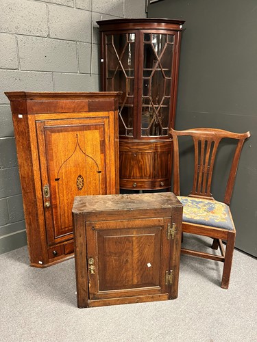 Lot 656 - An 18th century oak wall cupboard 61 x 61 x...