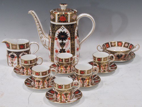 Lot 14 - A Royal Crown Derby imari pattern coffee...