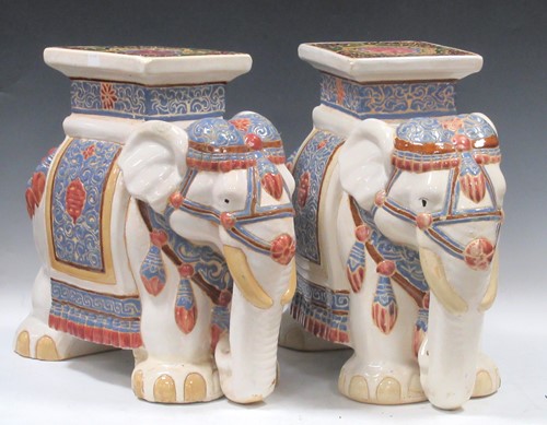 Lot 46 - Pair of modern Chinese ceramic stools in the...