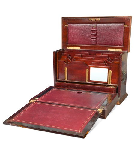 Lot 739 - An Edwardian faded rosewood and marquetry stationery box