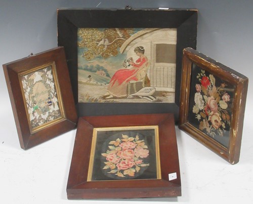 Lot 882 - A Regency silkwork picture pastoral scene with...