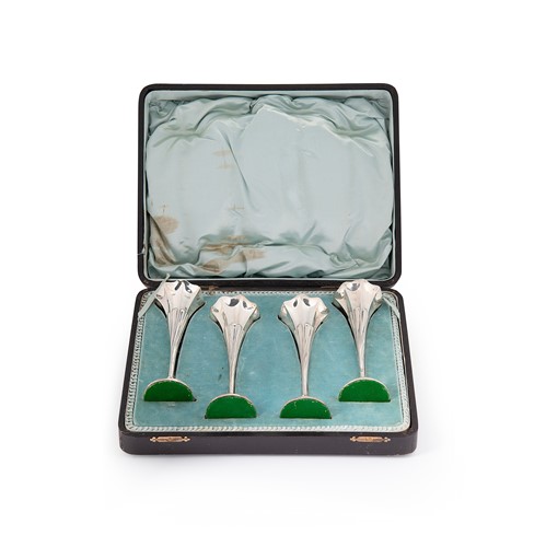 Lot 623 - A set of four Edward VII silver spill vases in a fitted case