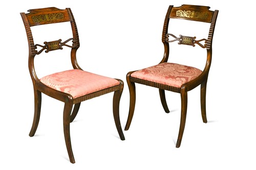 Lot 574 - A pair of Regency rosewood dining chairs
