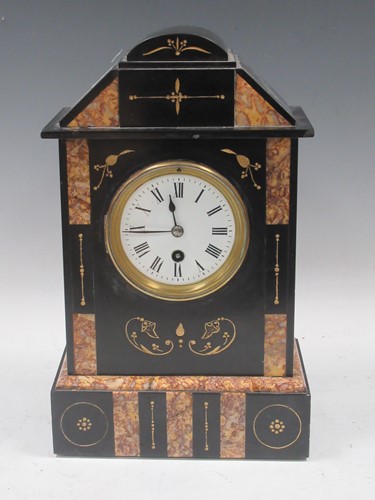 Lot 38 - A Victorian marble mantel timepiece with...