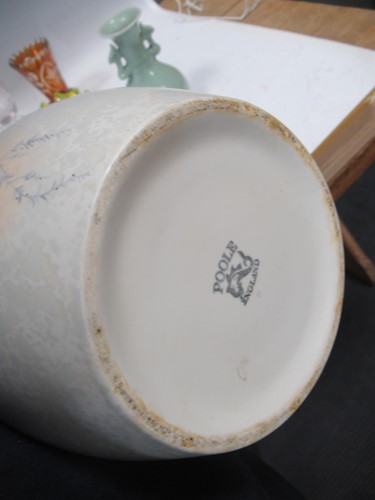 Lot 16 - A Poole pottery vase, pair of celadon colour...