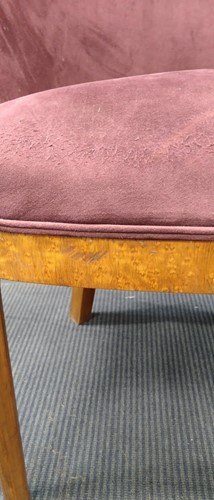 Lot 237 - In the manner of Harry & Lou Epstein, a set of six Art Deco walnut cloud-back dining chairs