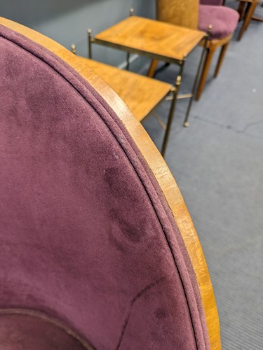 Lot 237 - In the manner of Harry & Lou Epstein, a set of six Art Deco walnut cloud-back dining chairs