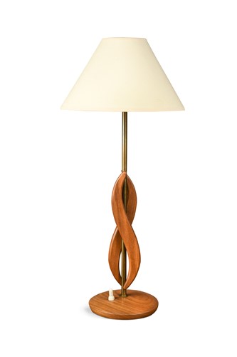 Lot 134 - A 1970s teak and brass table lamp