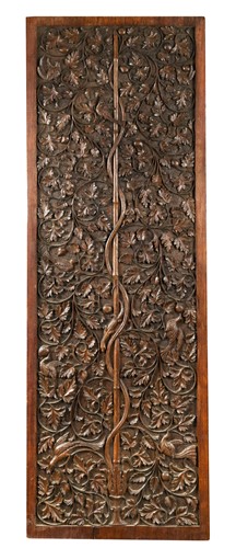 Lot 440 - A walnut relief carved rectangular panel, circa 1900