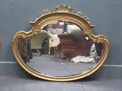 Lot 829 - An Edwardian gilt scroll frame overmantel...