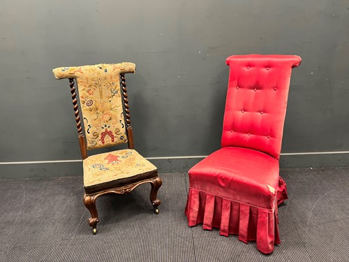Lot 671 - A Victorian rosewood prie dieu chair and...