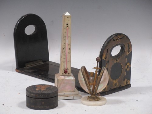 Lot 111 - A mother of pearl obelisk and a scent bottle...