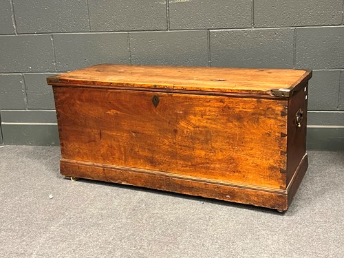 Lot 810 - A brass bound elm blanket chest. 52csm x 115 x...