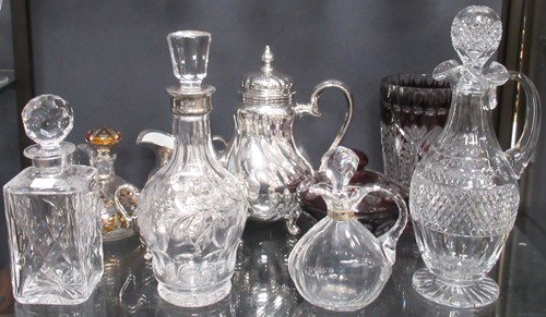 Lot 195 - A three piece silvered coffee service, a...