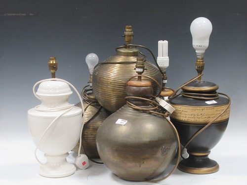 Lot 881 - Six various modern metal and other lamp bases,...