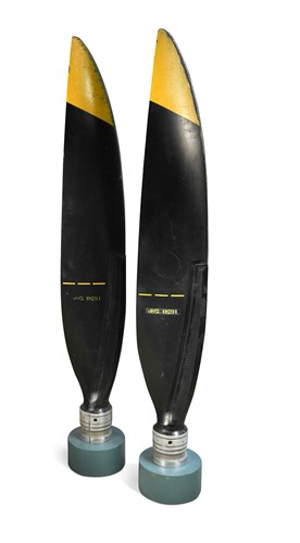 Lot 142 - A pair of mounted aircraft propeller blades