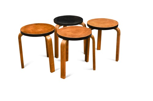 Lot 256 - Alvo Aalto for Finmar, three model 60 stools, designed 1933