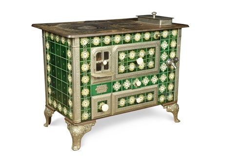 Lot 219 - A Continental Art Nouveau cast iron stove