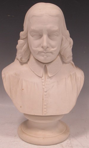 Lot 15 - A Parian bust of John Bunyan by E. W. Wyon, on...