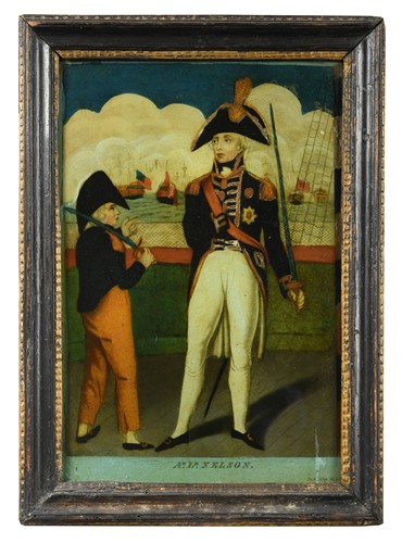 Lot 411 - Two reverse glass paintings of Nelson, early 19th century