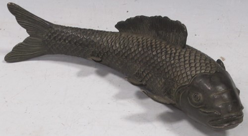 Lot 61 - A Japanese bronze model of a carp, 27cm long