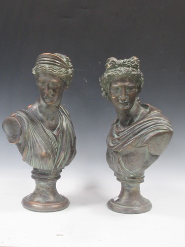 Lot 59 - A pair of classical bronzed terracotta busts...